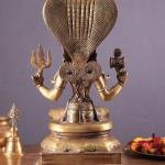 19" Pure Brass Goddess Mariamman Statue - Divine Hindu Protector of Rain, Health & Fertility